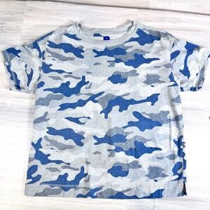 OLD NAVY XS Everywhere Women Tee Knit Blue/gray Camo Tshirt Casual - Relaxed Fit